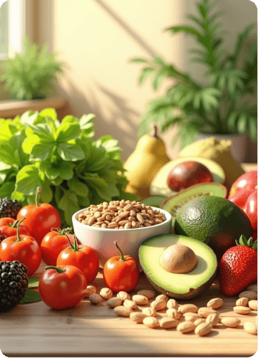 Здорова їжа: овочі, фрукти, горіхи